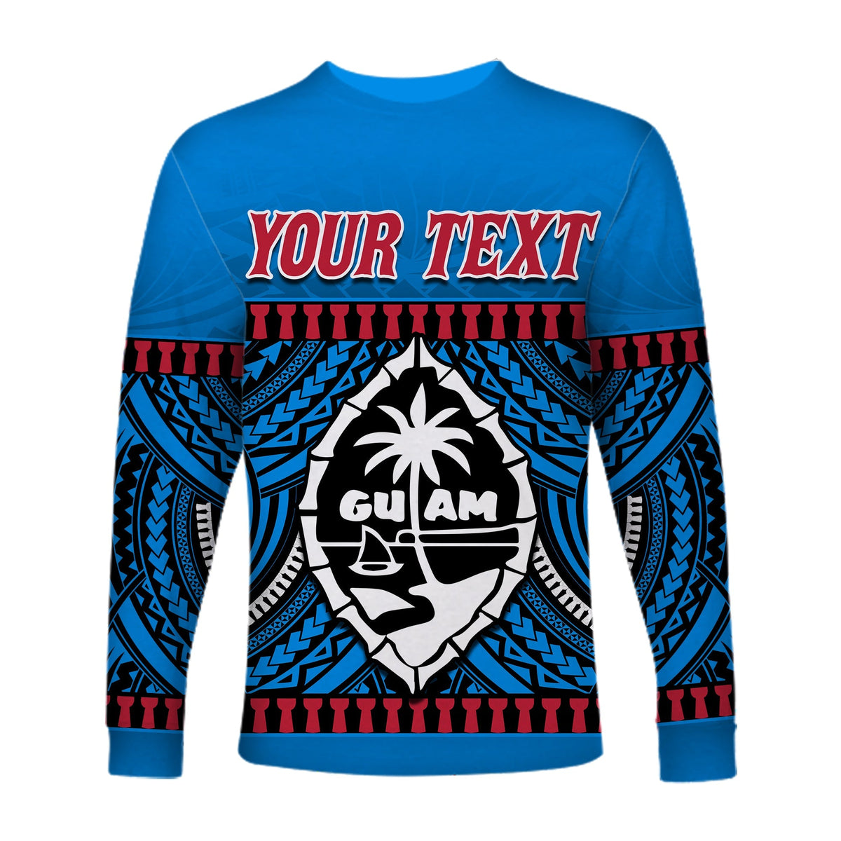 (Custom Personalised) Guam Chamorro Long Sleeve Shirt Latte Stone Blue Polynesian Haligi LT13 - Wonder Print Shop