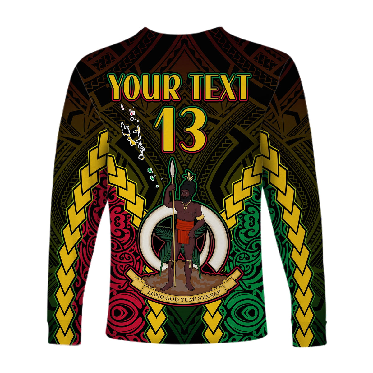 (Custom Text and Number) Vanuatu Indigenous Long Sleeve Shirt Proud To Be Ni-Vanuatu Polynesian Pattern LT13 - Wonder Print Shop