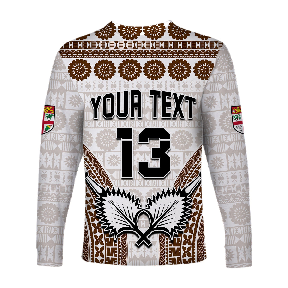Custom Text and Number Fiji Rugby Bati Long Sleeve Shirt Proud Tapa Pattern LT13 - Wonder Print Shop