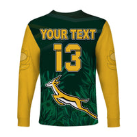 (Custom Text and Number) South Africa Rugby Long Sleeve Shirt Springboks King Protea Go Bokke LT13 - Wonder Print Shop