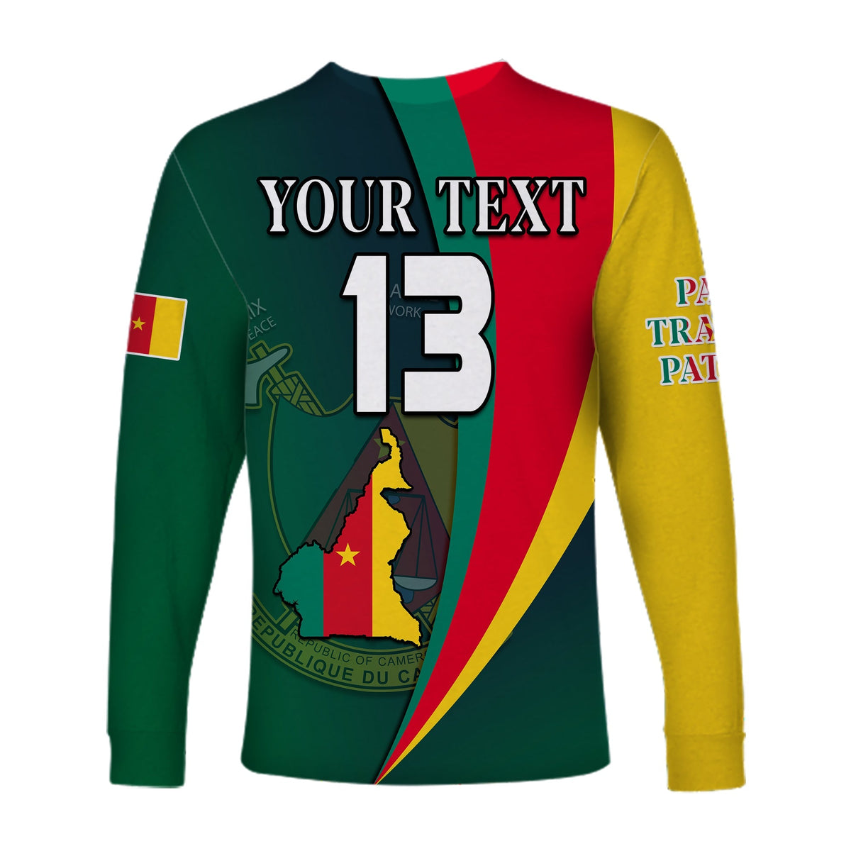 (Custom Text and Number) Cameroon Long Sleeve Shirt Map Cameroun Style Flag LT13 - Wonder Print Shop