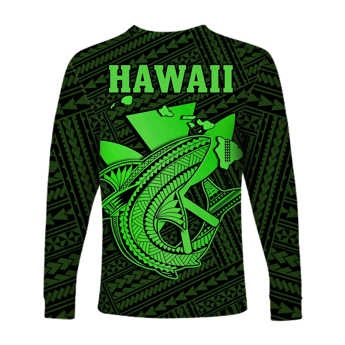 Custom Personalised Hawaii Long Sleeve Shirt Kakau Kanaka Maoli Combine Polynesian Shark Ver.02 - Wonder Print Shop