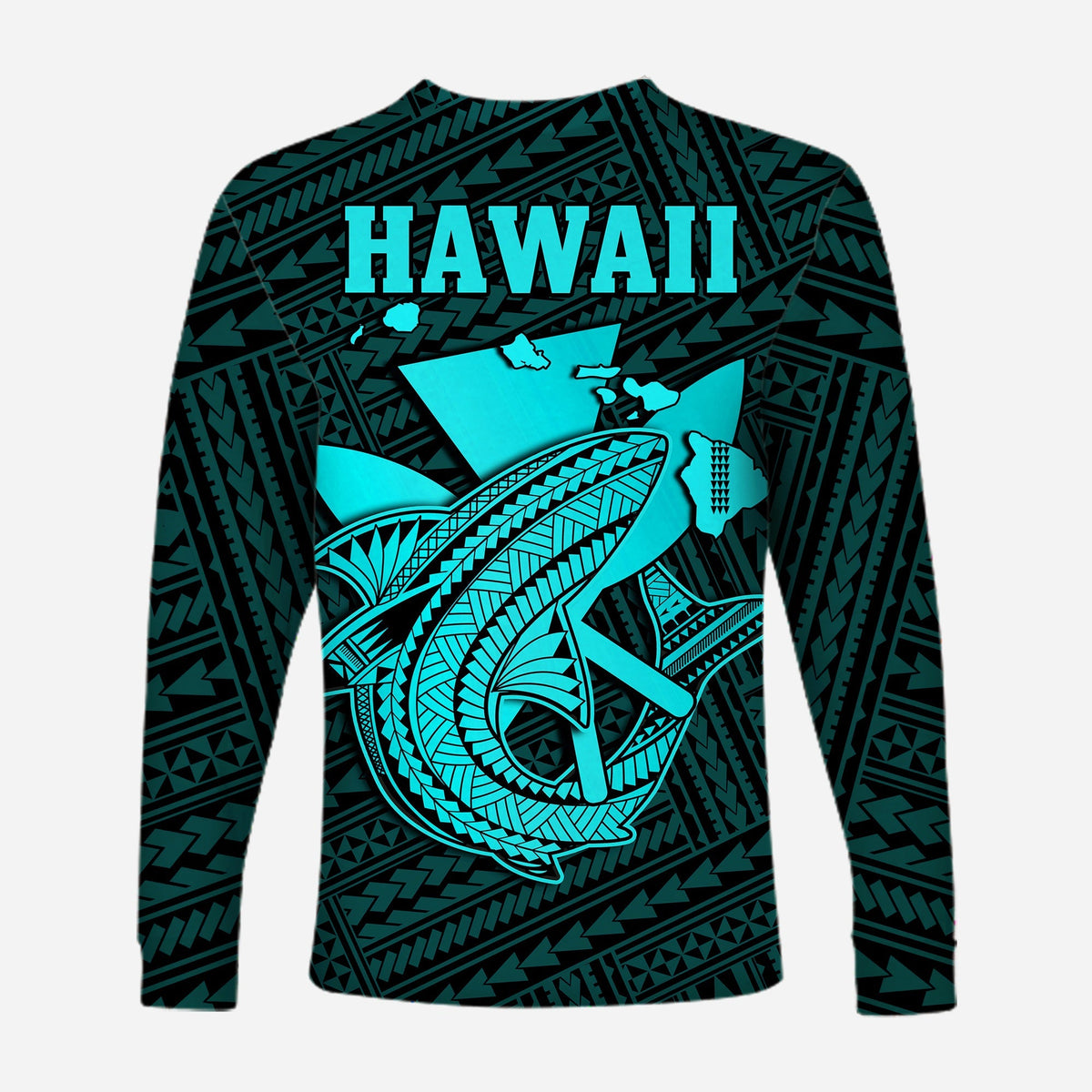 Custom Personalised Hawaii Long Sleeve Shirt Kakau Kanaka Maoli Combine Polynesian Shark Ver.04 - Wonder Print Shop