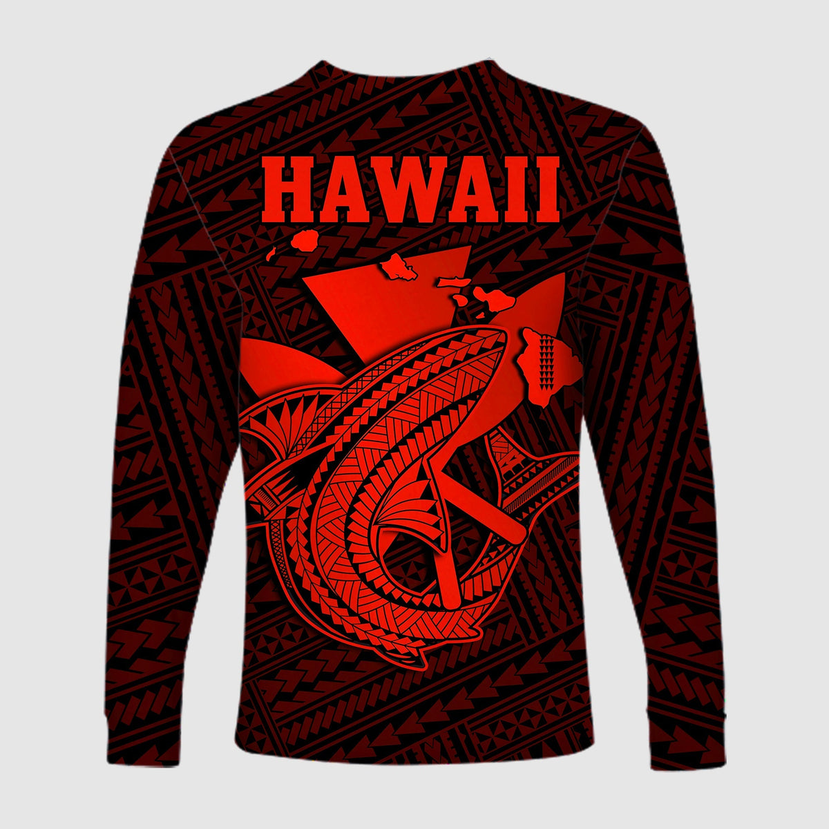 Custom Personalised Hawaii Long Sleeve Shirt Kakau Kanaka Maoli Combine Polynesian Shark Ver.06 - Wonder Print Shop