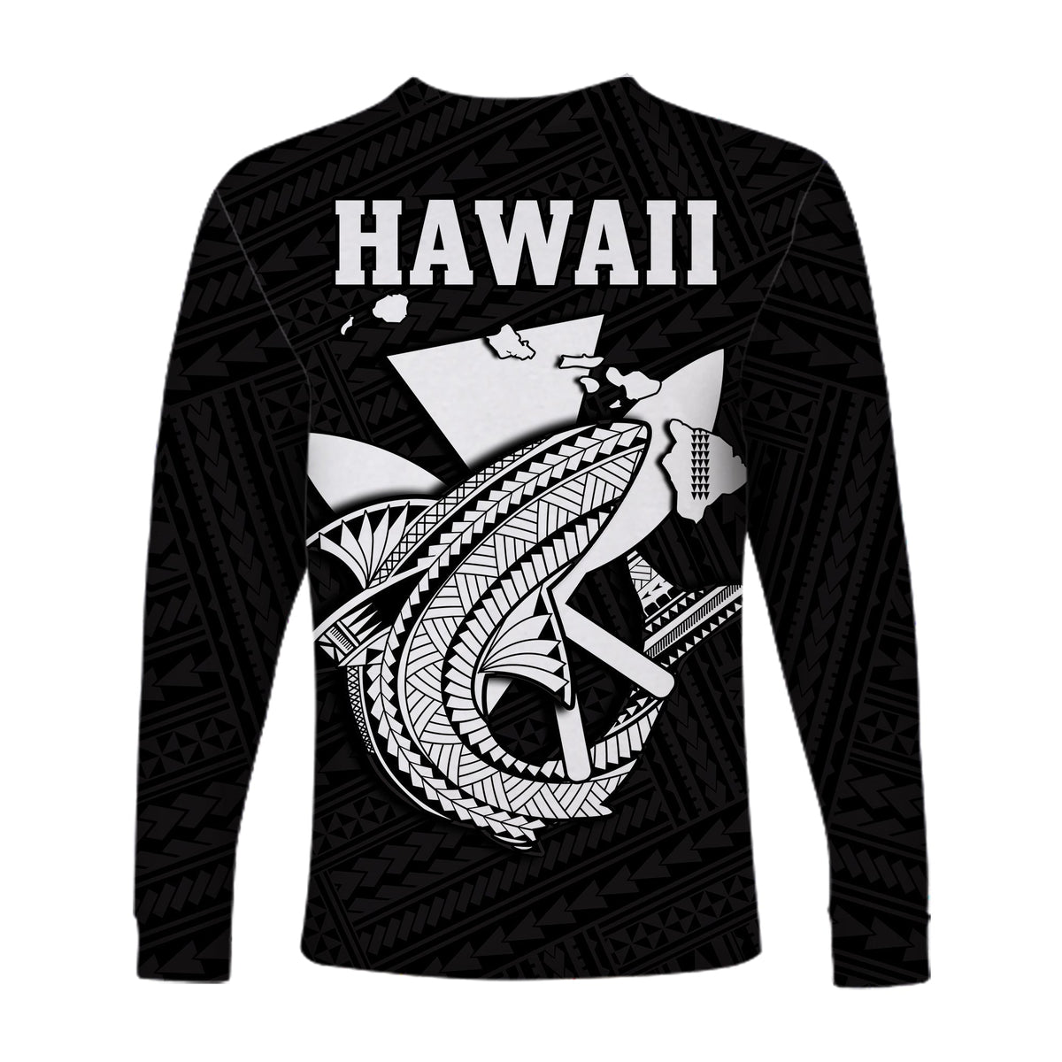 Custom Personalised Hawaii Long Sleeve Shirt Kakau Kanaka Maoli Combine Polynesian Shark Ver.07 - Wonder Print Shop