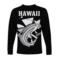 Custom Personalised Hawaii Long Sleeve Shirt Kakau Kanaka Maoli Combine Polynesian Shark Ver.07 - Wonder Print Shop