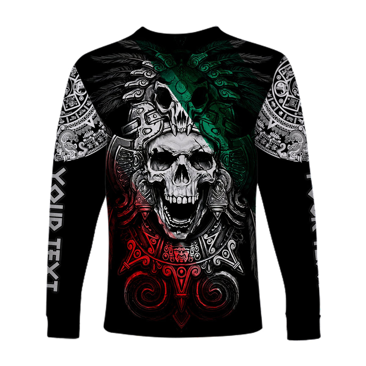 Custom Personalised Mexico Long Sleeve Shirt Skull Eagle Aztec LT13 - Wonder Print Shop