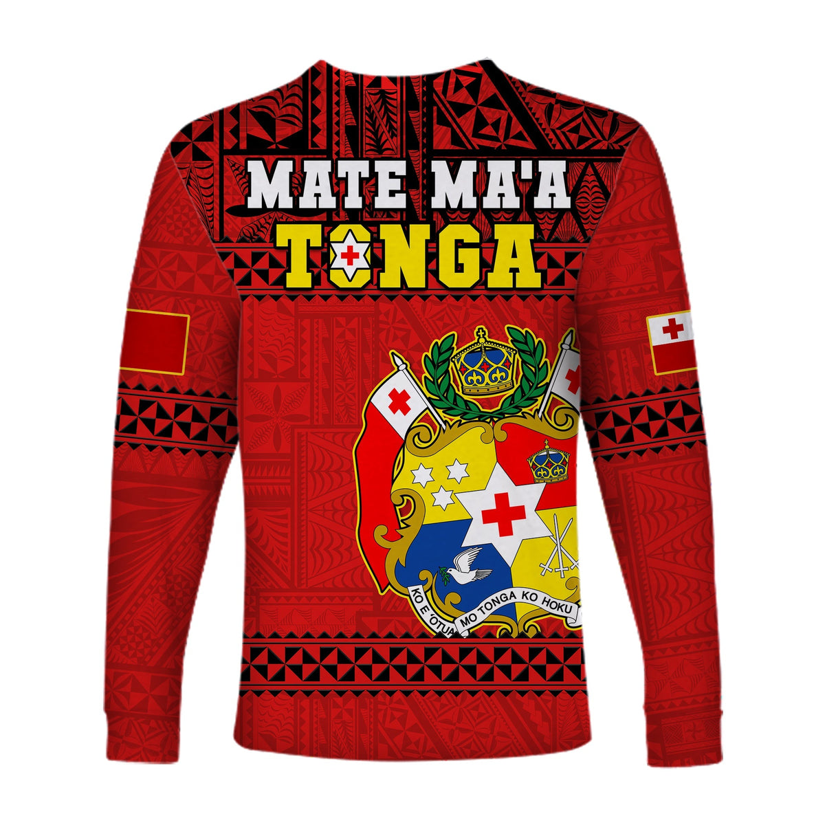 Tonga Rugby Long Sleeve Shirt Mate Maa Tonga Pacific Ngatu Black - Wonder Print Shop