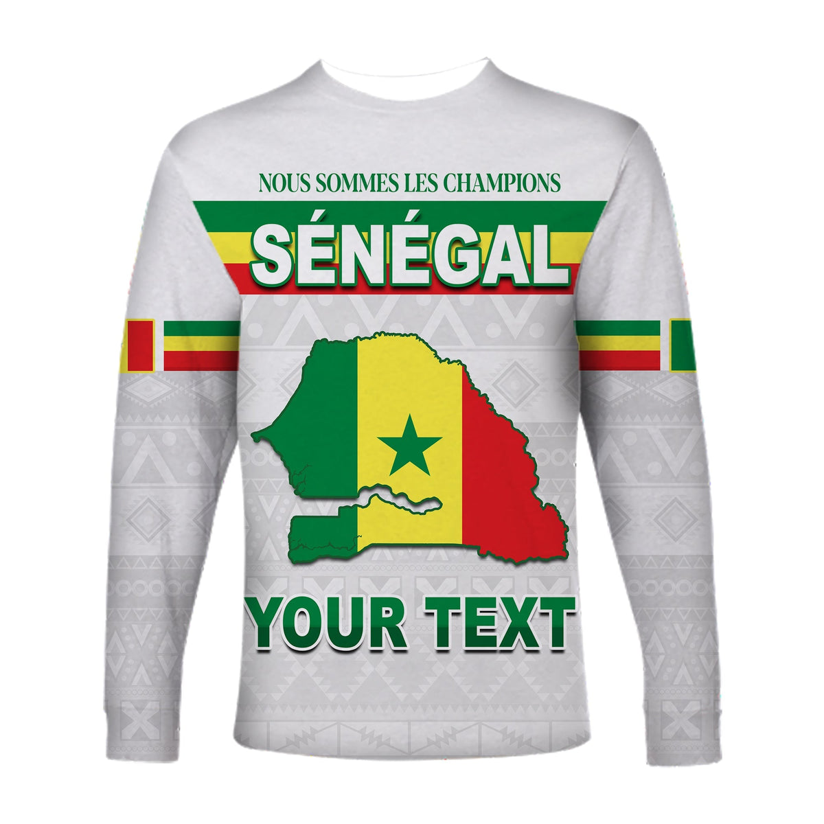 (Custom Personalised) Senegal Football 2022 Long Sleeve Shirt Champion Teranga Lions Mix African Pattern LT13 - Wonder Print Shop