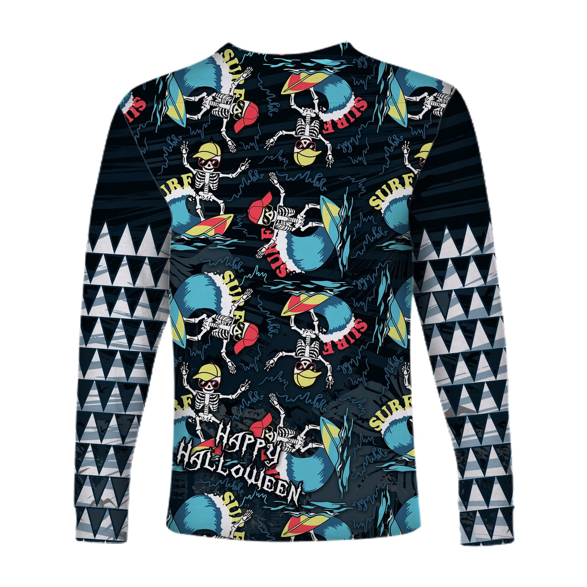 Hawaii Skeleton Surf Long Sleeve Shirt Halloween Hawaiian Tribal LT13 - Wonder Print Shop