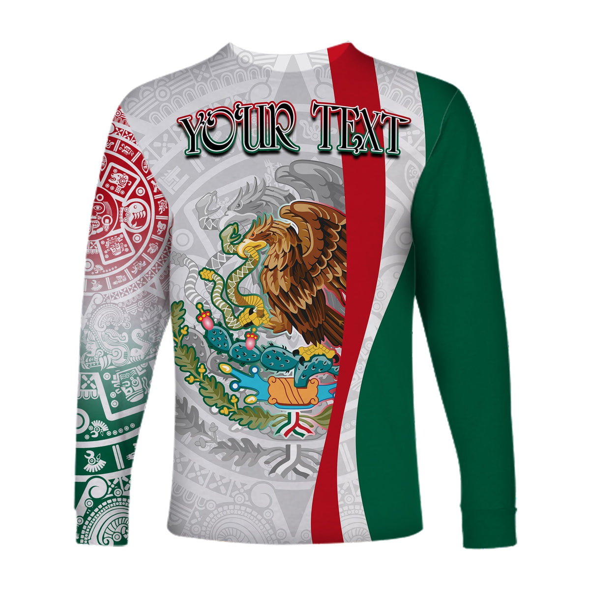 Custom Personalised Mexico Long Sleeve Shirt Mexican Eagles Aztec Pattern LT13 - Wonder Print Shop