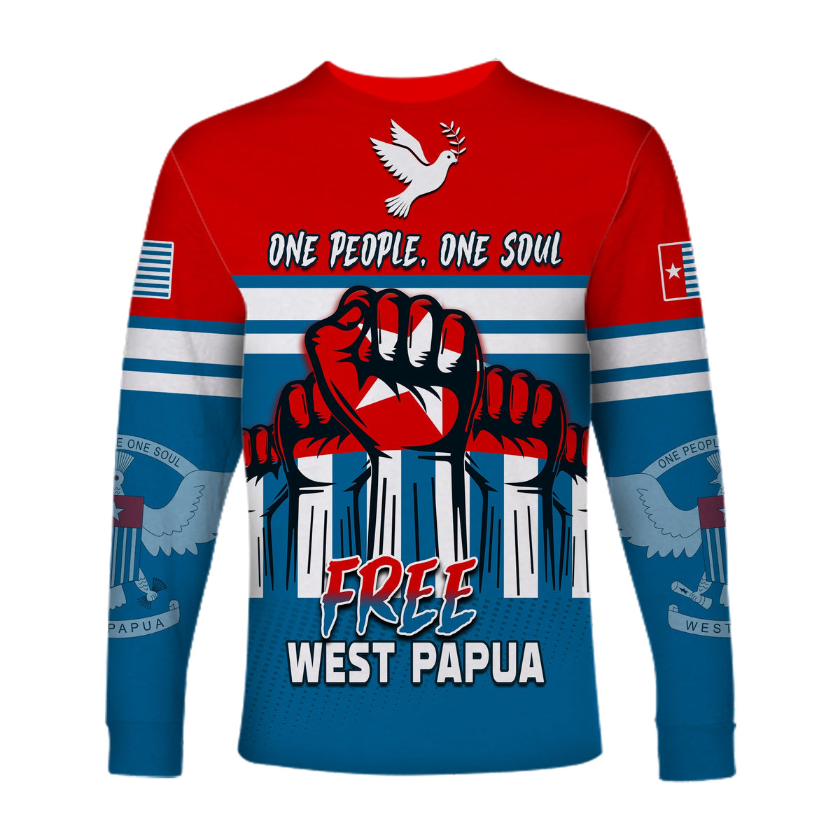 Free West Papua Long Sleeve Shirt One People One Soul Strong West Papuan LT13 - Wonder Print Shop