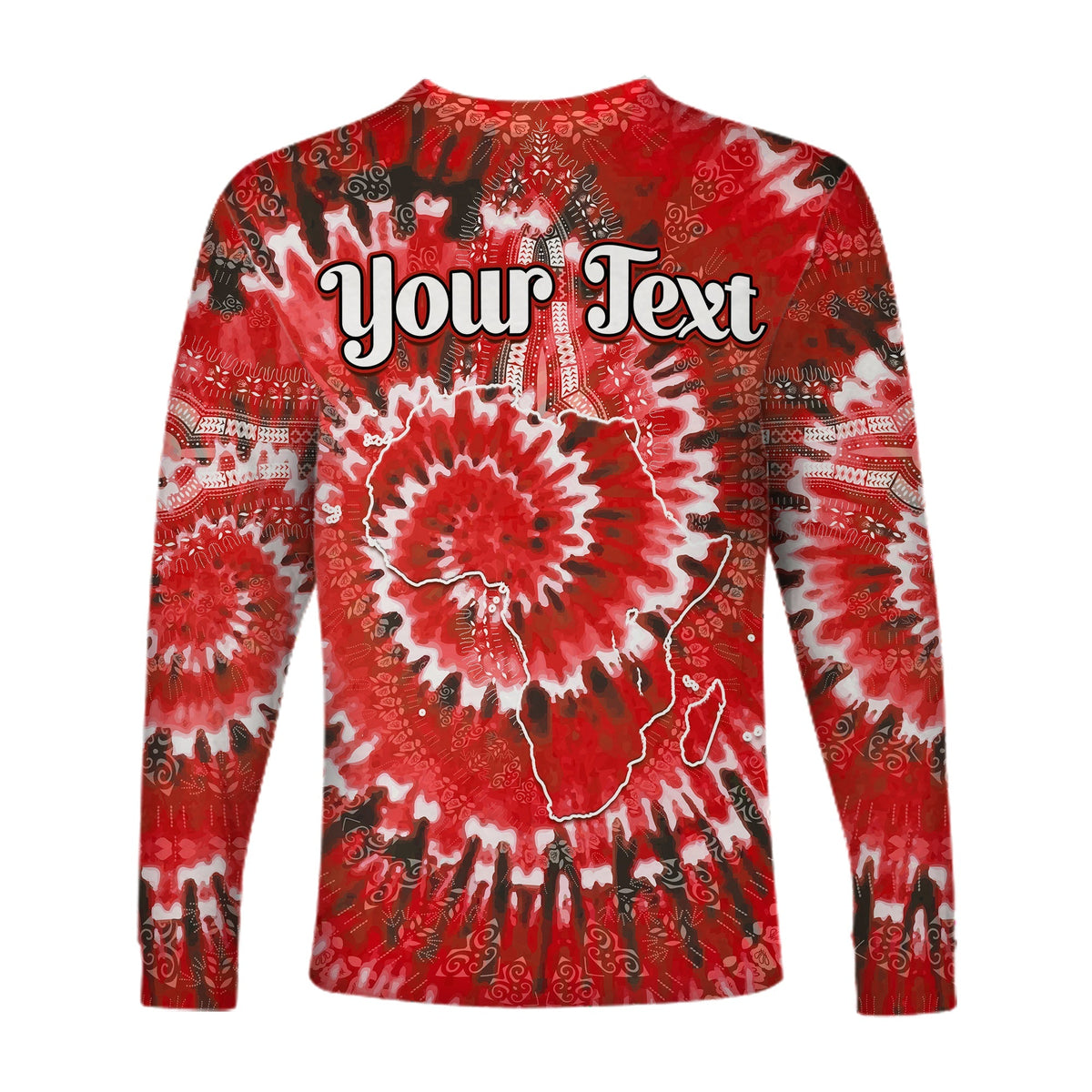 (Custom Personalised) Africa Tie Dye Long Sleeve Shirt Red Fashion LT13 - Wonder Print Shop