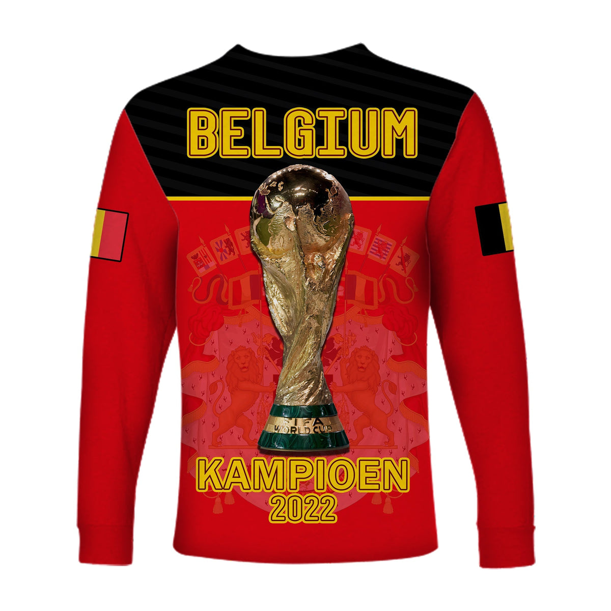Belgium Football 2022 Long Sleeve Shirt De Rode Duivels Sporty Style - Wonder Print Shop