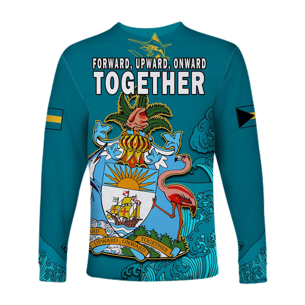 Bahamas Independence Day Long Sleeve Shirt Blue Marlin Since 1973 Style - Wonder Print Shop