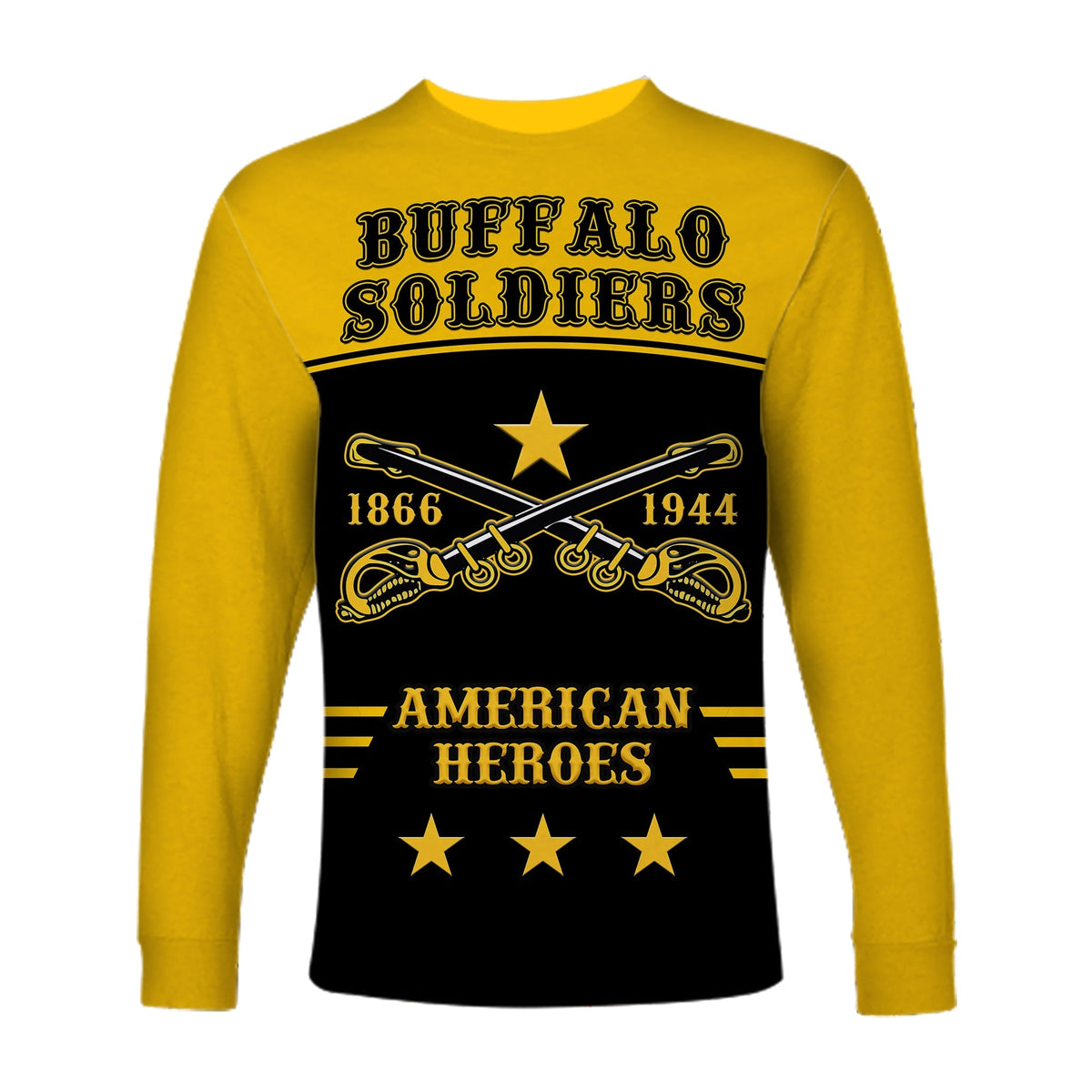 (Custom Text and Chapter) Buffalo Soldiers Long Sleeve Shirt Since 1866 BSMC Anniversary LT13 - Wonder Print Shop