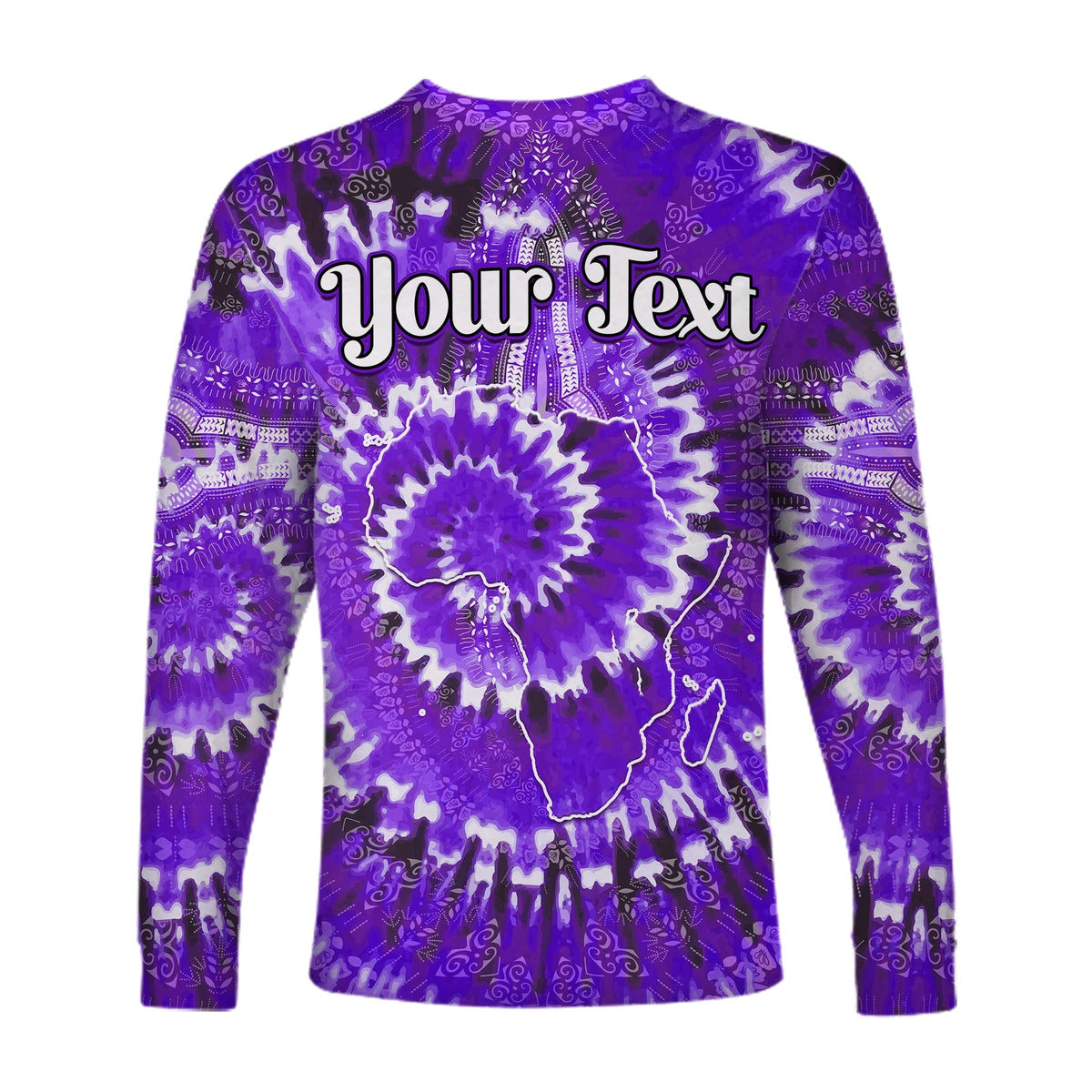 (Custom Personalised) Africa Tie Dye Long Sleeve Shirt Purple Fashion LT13 - Wonder Print Shop