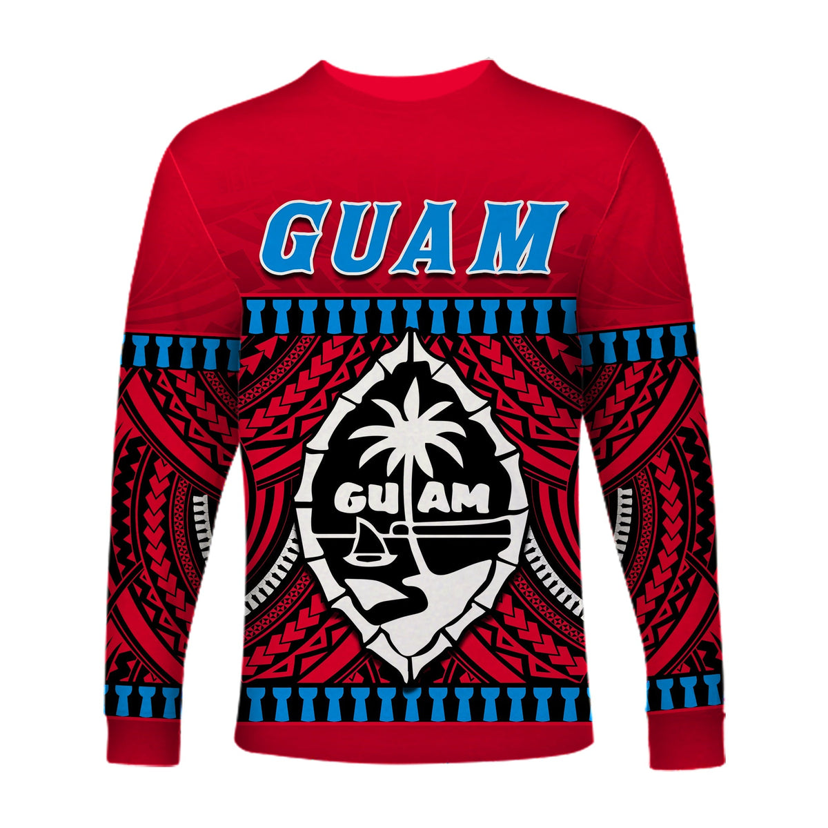 Guam Chamorro Long Sleeve Shirt Latte Stone Red Polynesian Haligi LT13 - Wonder Print Shop