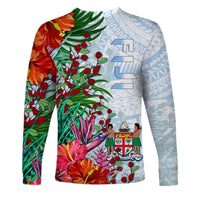 Custom Personalised Fiji Long Sleeve Shirt Proud Fijian Tapa mix Tagimoucia Flowers LT13 - Wonder Print Shop