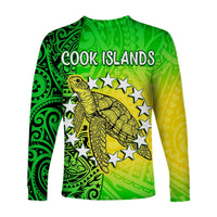 Cook Islands Long Sleeve Shirt Cook Islands Coat Of Arms Turtle Polynesian - Wonder Print Shop