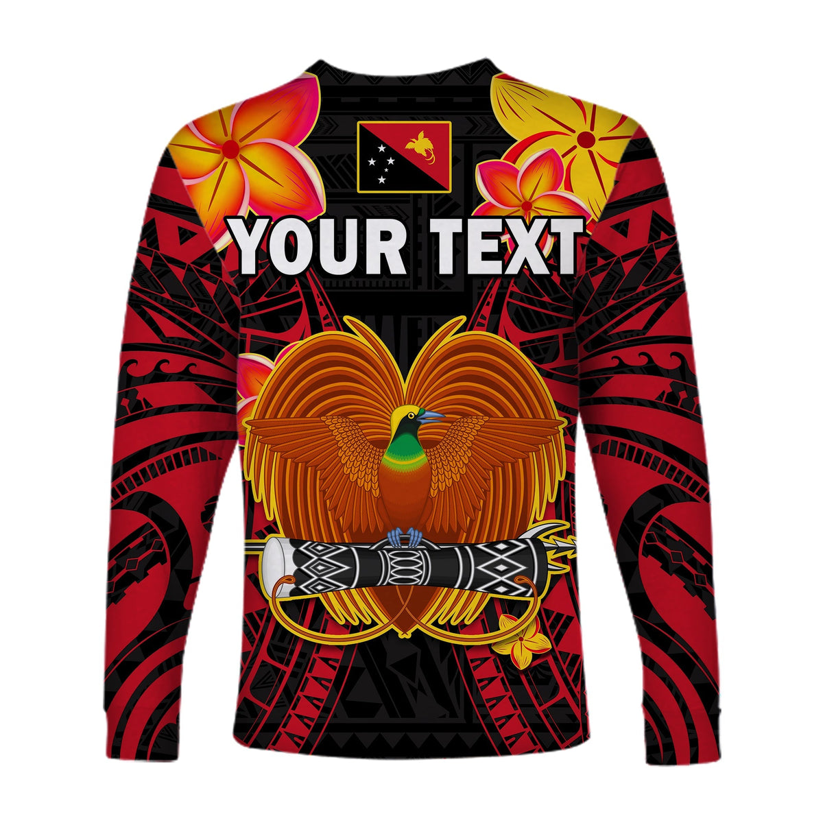 Custom Personalised Papua New Guinea Long Sleeve Shirt PNG Bird Of Paradise Polynesian Pattern - Wonder Print Shop
