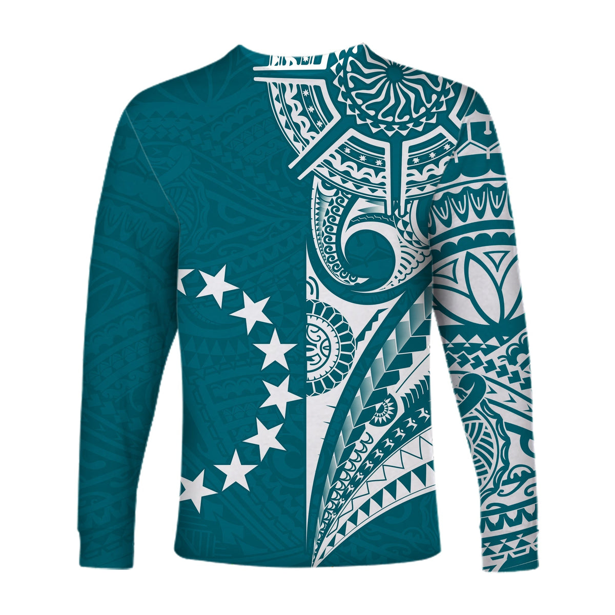 Cook Islands Tatau Long Sleeve Shirt Symbolize Passion Stars Version Blue LT13 - Wonder Print Shop