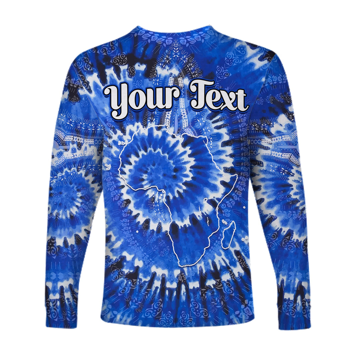 (Custom Personalised) Africa Tie Dye Long Sleeve Shirt Blue Fashion LT13 - Wonder Print Shop
