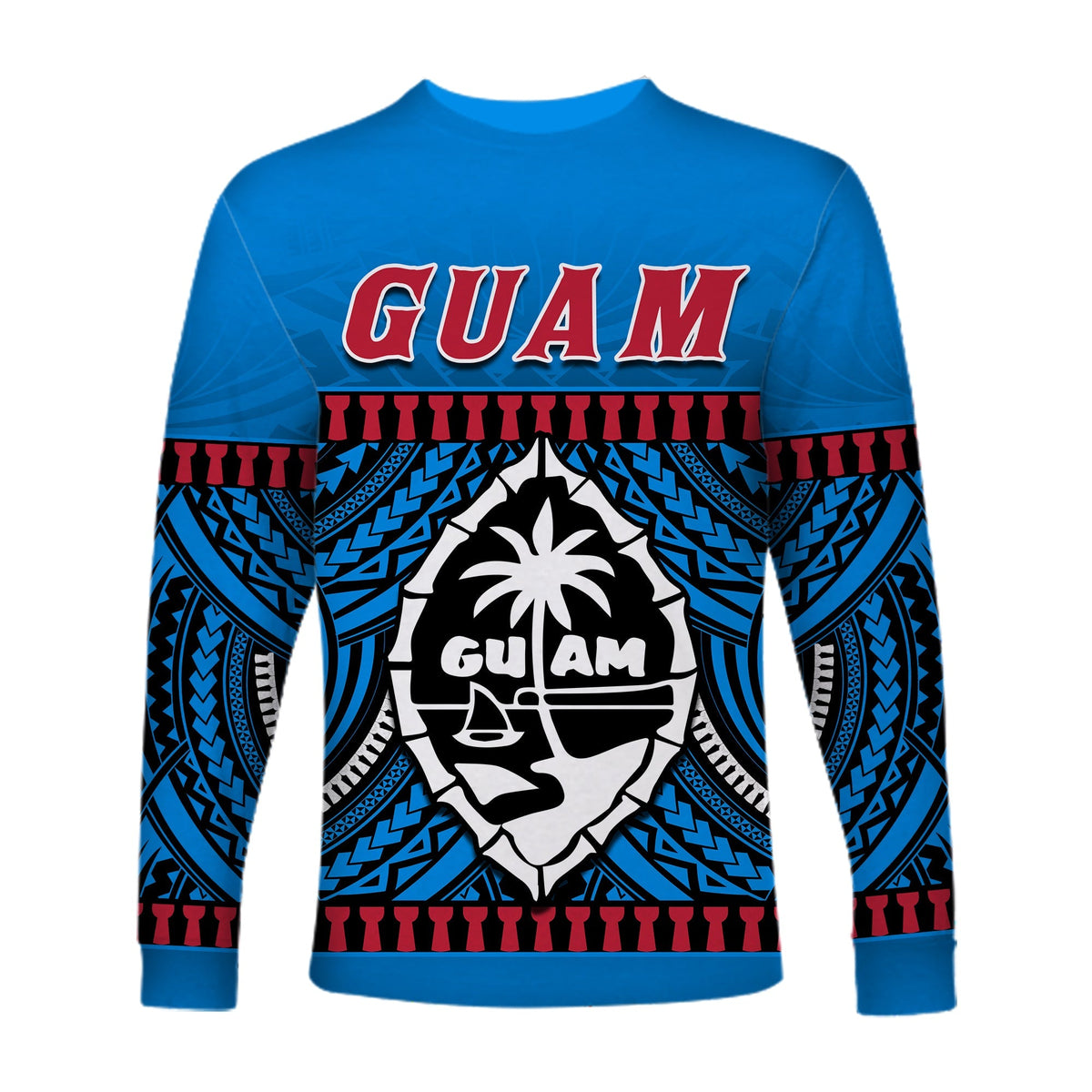 Guam Chamorro Long Sleeve Shirt Latte Stone Blue Polynesian Haligi LT13 - Wonder Print Shop