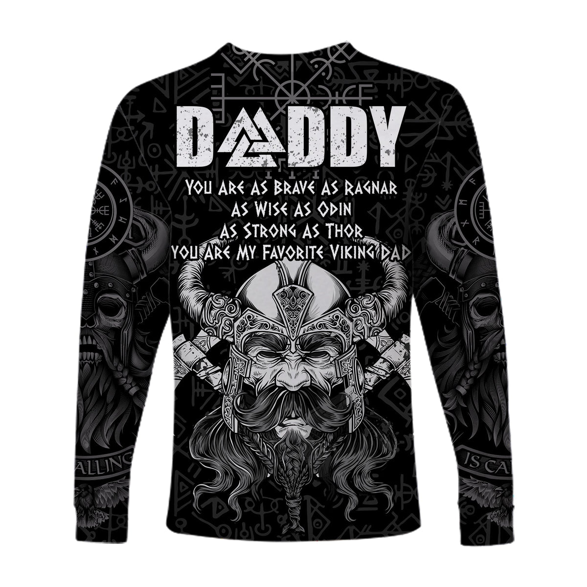 Viking Dad Long Sleeve Shirt Odin Runes Fathers Day LT13 - Wonder Print Shop