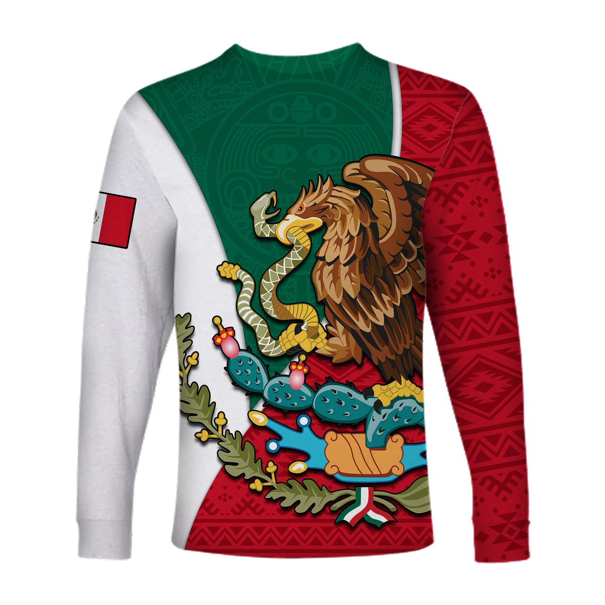 Mexico Long Sleeve Shirt Mexican Aztec Pattern - Wonder Print Shop