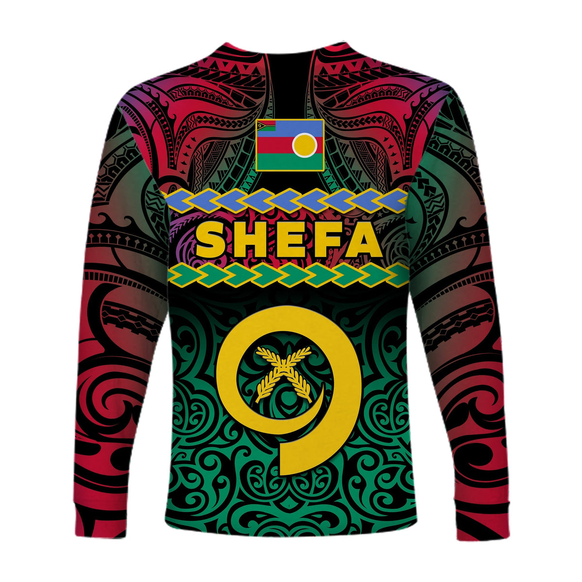 Shefa Province Long Sleeve Shirt Vanuatu Pig Tusk Polynesian Flag Style - Wonder Print Shop