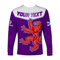 (Custom Personalised) Scottish Rugby Long Sleeve Shirt Map Of Scotland Thistle Purple Version - Wonder Print Shop