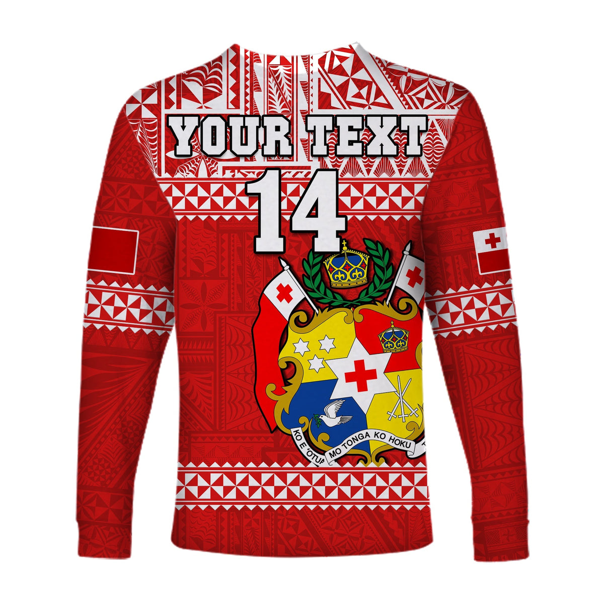 Custom Text And Number Tonga Rugby Long Sleeve Shirt Mate Maa Tonga Pacific Ngatu White - Wonder Print Shop