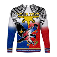Custom Personalised Philippines Long Sleeve Shirt Polynesian Filipino Pattern With Eagle - Wonder Print Shop
