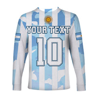(Custom Personalised) Argentina Football Long Sleeve Shirt AFA Champions 2022 Sporty Style - Wonder Print Shop