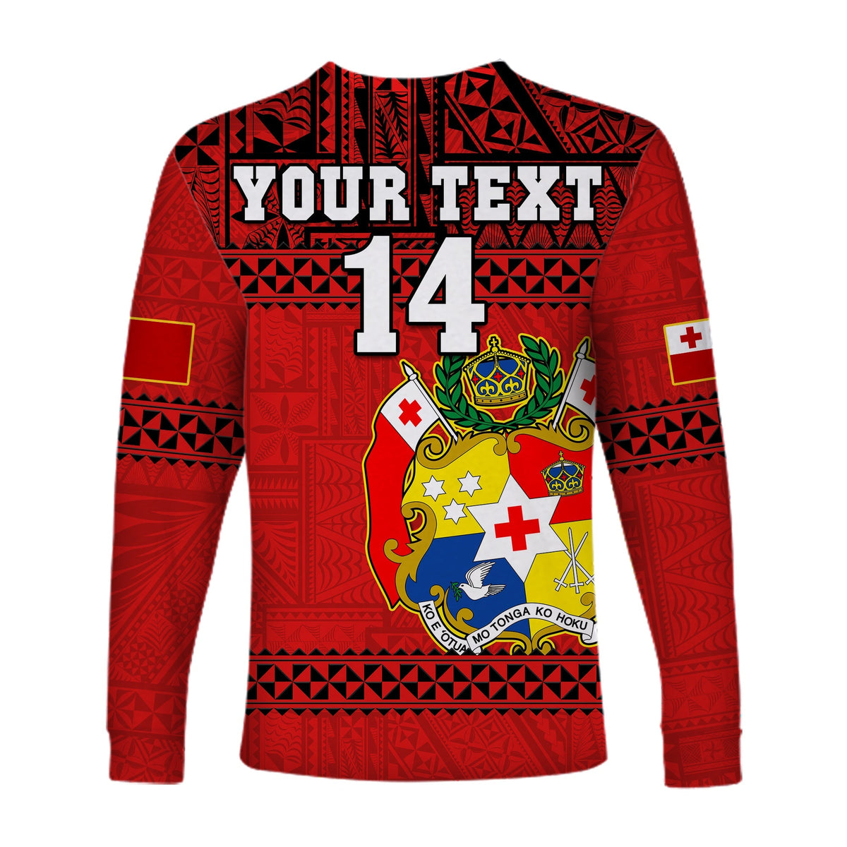 Custom Text And Number Tonga Rugby Long Sleeve Shirt Mate Maa Tonga Pacific Ngatu Black - Wonder Print Shop