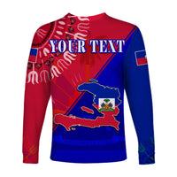 (Custom Personalised) Haiti Long Sleeve Shirt Haiti Flag Dashiki Simple Style - Wonder Print Shop