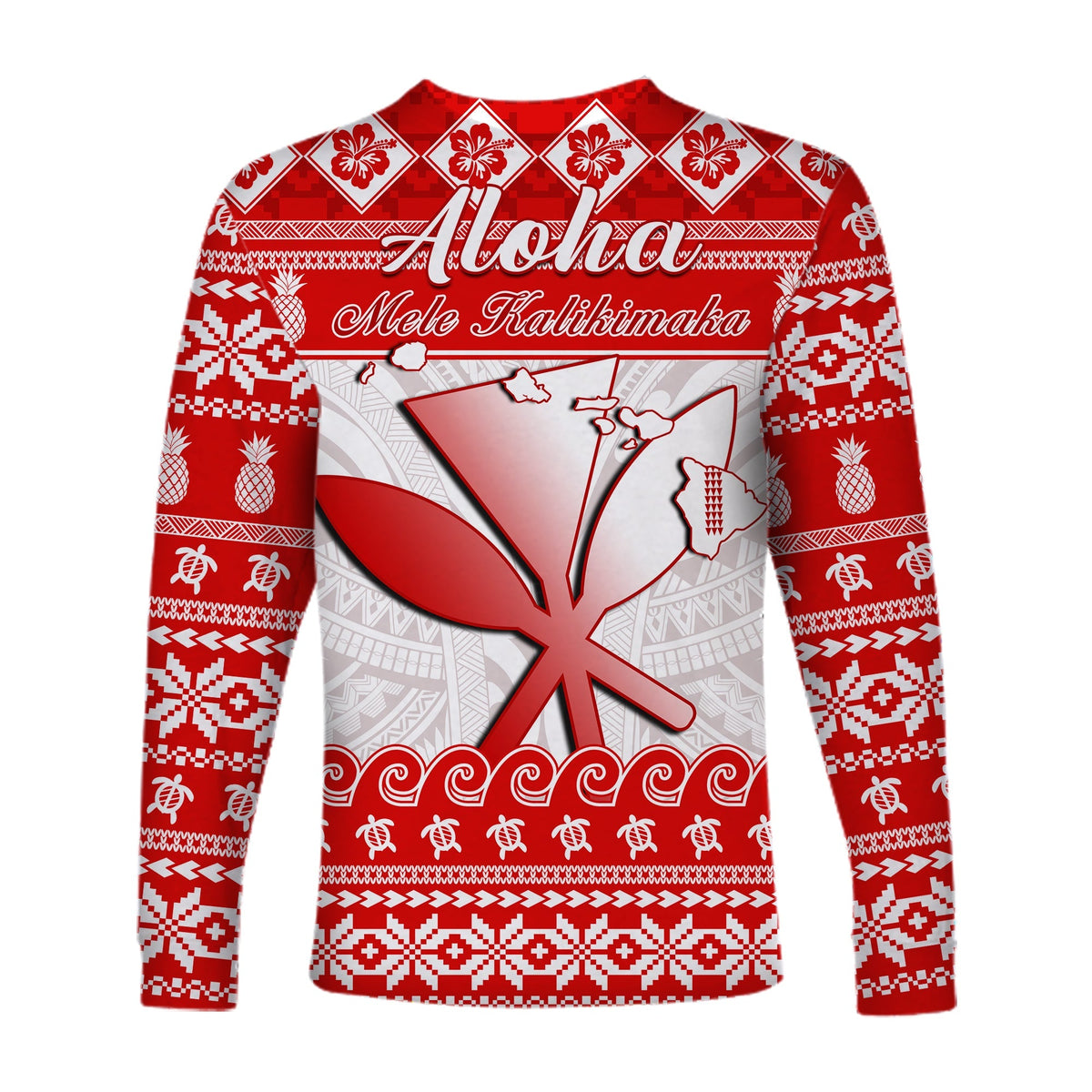 Hawaii Christmas Long Sleeve Shirt Kanaka Polynesian Santa Claus Mele Kalikimaka - Wonder Print Shop