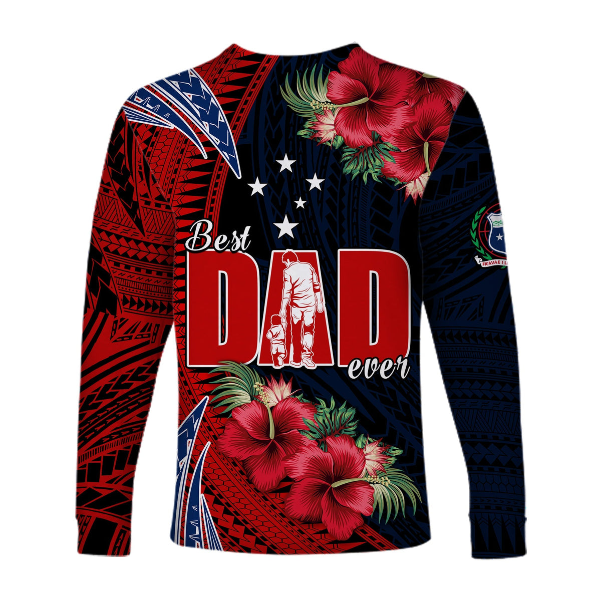 Samoa Fathers Day Long Sleeve Shirt Polynesian Best Dad Ever LT13 - Wonder Print Shop