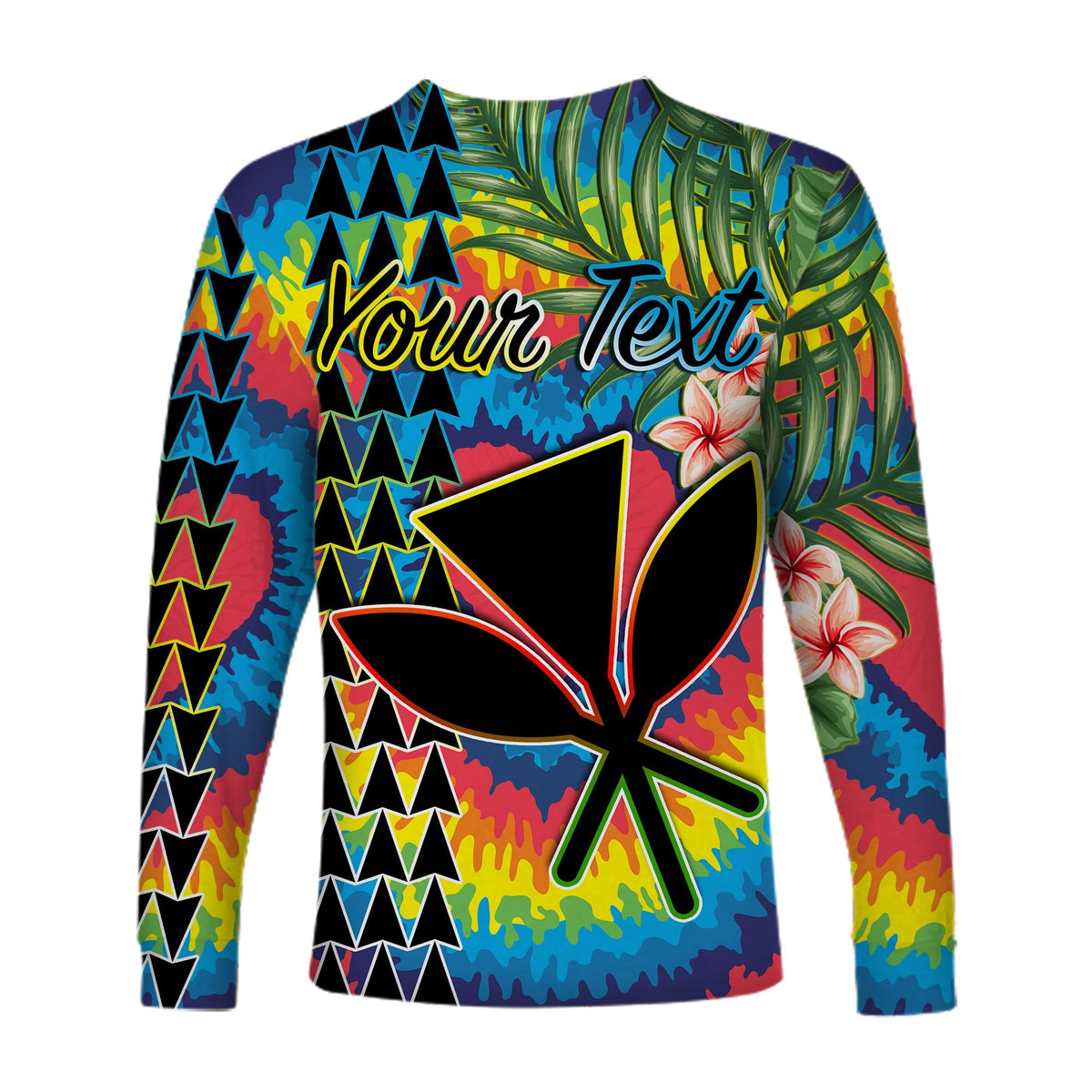 (Custom Personalised) Hawaii Rainbow Tie Dye Long Sleeve Shirt Flowers Polynesian Hawaiian Tribal LT13 - Wonder Print Shop