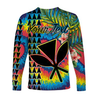 (Custom Personalised) Hawaii Rainbow Tie Dye Long Sleeve Shirt Flowers Polynesian Hawaiian Tribal LT13 - Wonder Print Shop