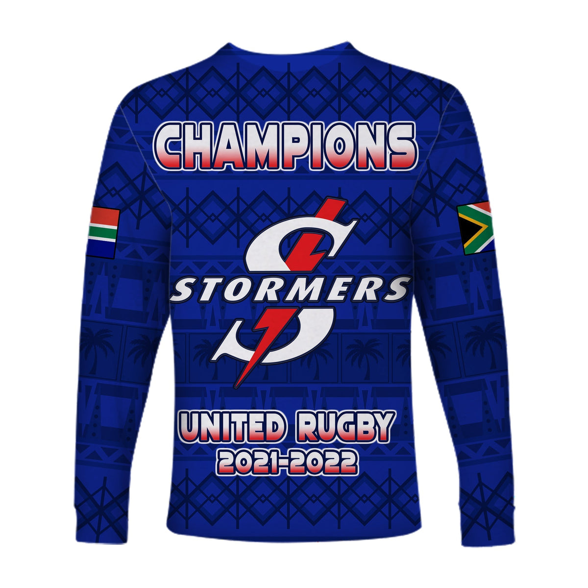 Stormers South Africa Rugby Long Sleeve Shirt We Are The Champions URC African Pattern - Wonder Print Shop