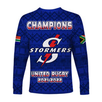 Stormers South Africa Rugby Long Sleeve Shirt We Are The Champions URC African Pattern - Wonder Print Shop