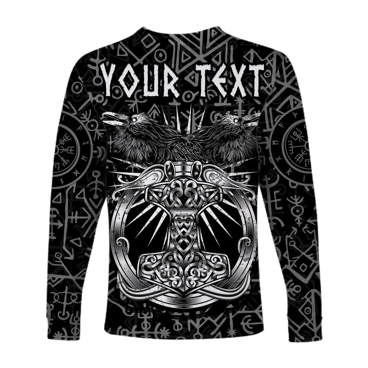 (Custom Personalised) Viking Dad Long Sleeve Shirt Happy Fathers Day Style Runes and Mjolnir LT13 - Wonder Print Shop