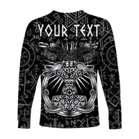 (Custom Personalised) Viking Dad Long Sleeve Shirt Happy Fathers Day Style Runes and Mjolnir LT13 - Wonder Print Shop