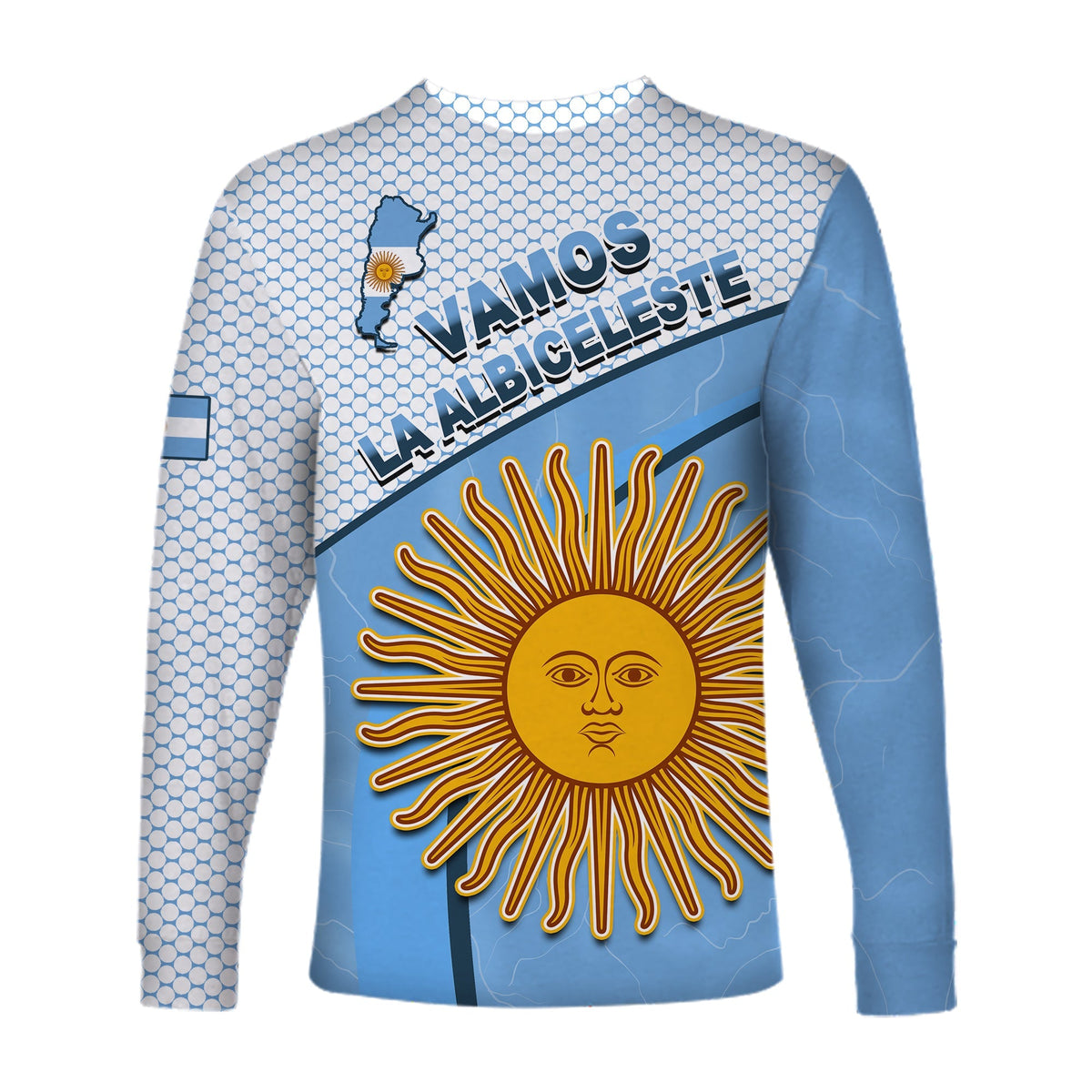 Argentina Football 2022 Long Sleeve Shirt Champions Blue Sky May Sun LT13 - Wonder Print Shop