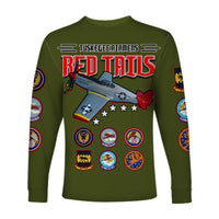 (Custom Personalised) Tuskegee Airmen Long Sleeve Shirt US Military Army Green Red Tails LT13 - Wonder Print Shop