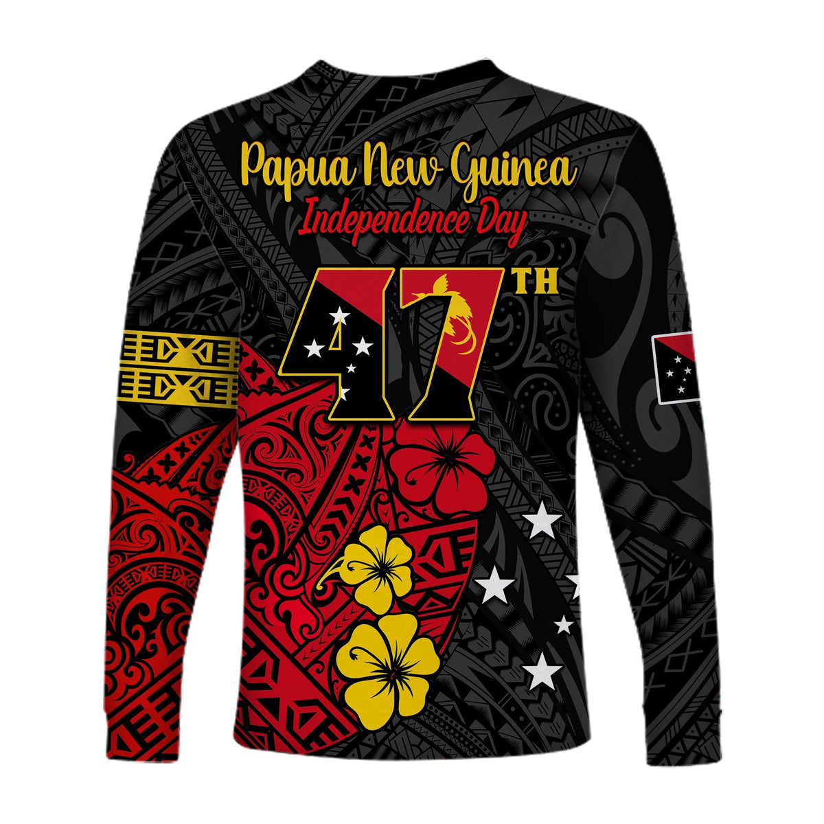 Custom Personalised Papua New Guinea Anniversary Long Sleeve Shirt 47th Independence Day Since 1975 LT13 - Wonder Print Shop
