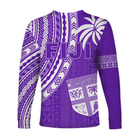 Fiji Rugby Sevens Long Sleeve Shirt Fijian 7s Tapa Polynesian Purple LT13 - Wonder Print Shop