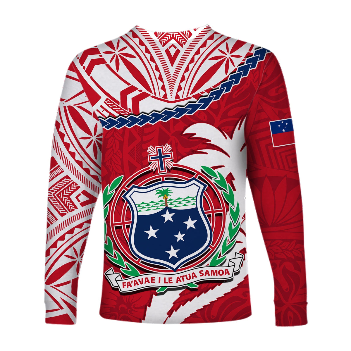 Samoa Long Sleeve Shirt Samoan Coat Of Arms With Coconut Red Style - Wonder Print Shop
